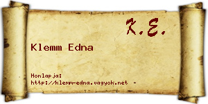 Klemm Edna névjegykártya